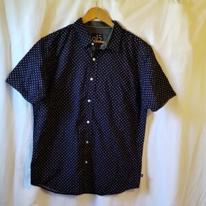 OBEY Men's Dark Blue Polka Dot Casual Shirt